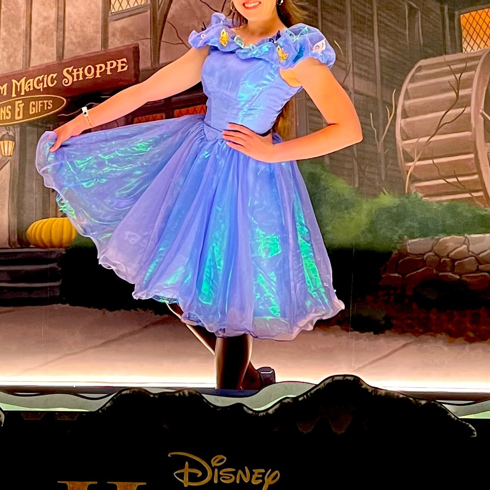 Disney Iridescent Lavender Blue Off-Shoulder Midi Dress
